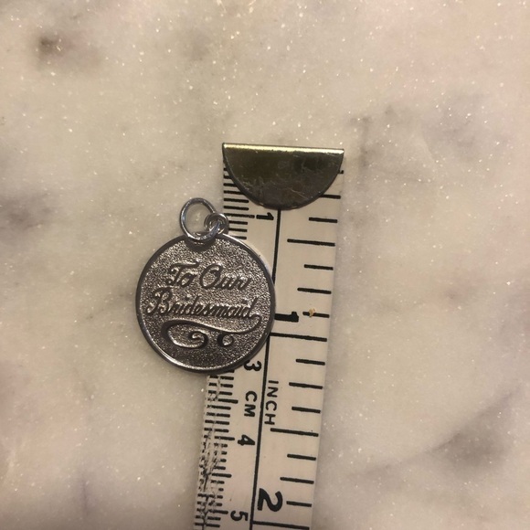 VTG Sterling Silver Bridesmaid Miniature Charm Bracelet Disc Charm 21mm - Picture 3 of 3